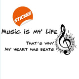 Music Is My Life Wall Sticker - Note Quote Gift Decor Art Vinyl Decal - Decords