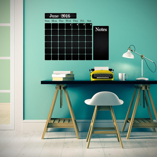 Office Calendar Chalkboard Vinyl Sticker - Editable Organizer Dry Erase Chalk Decal - Decords