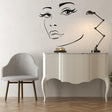 Woman Face Black Wall Vinyl Sticker - Salon Girl Happy Women Eye Window Beauty Art Decal - Decords