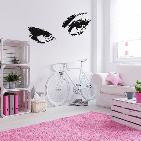 Woman Eye Vinyl Wall Sticker - Art Lash Face Girl Eyelash Decor Beauty Salon Decal - Decords