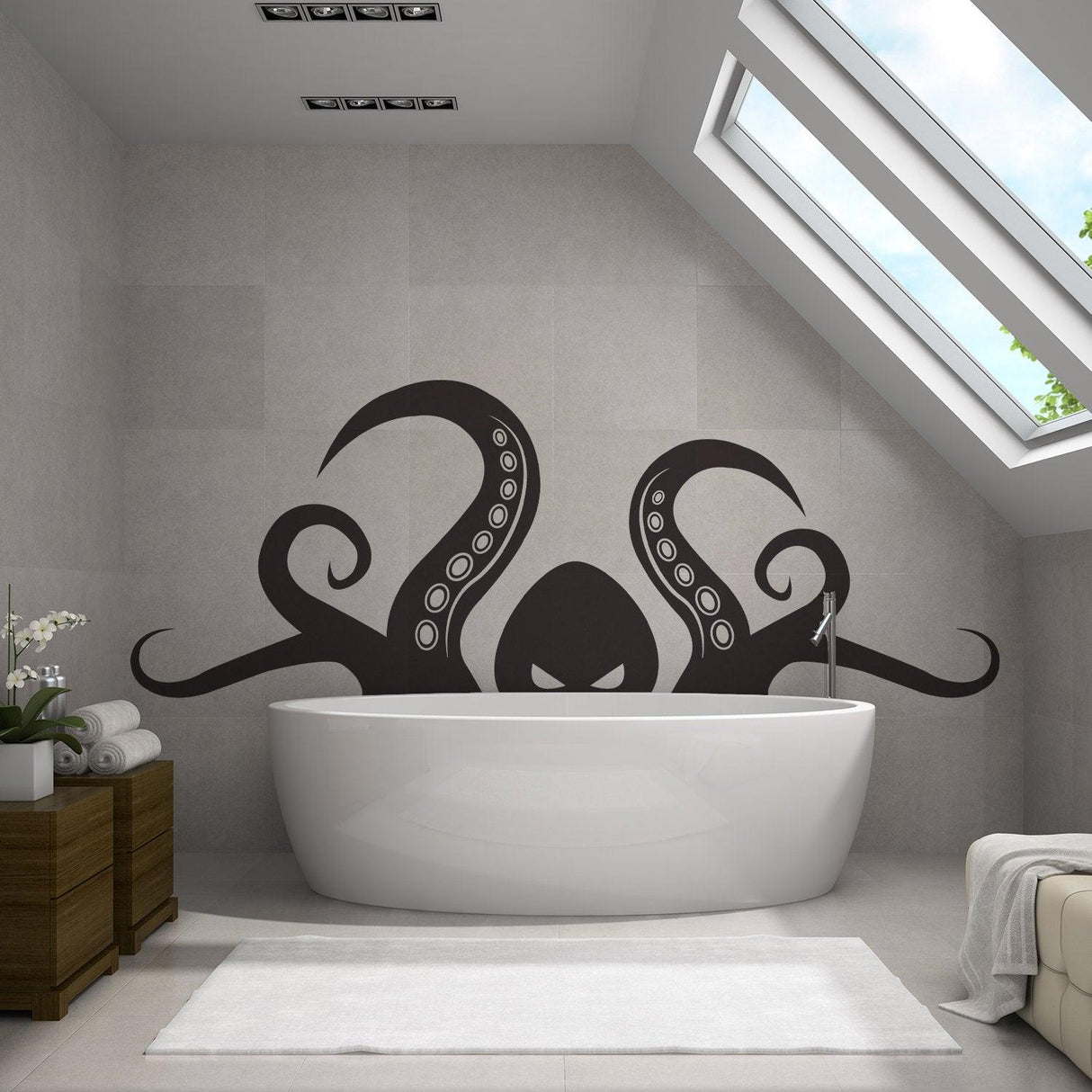 Octopus Tentacle Vinyl Wall Art Sticker - Bathroom Ocean Giant Sea Animal Lover Decor Die Cut Decal - Decords