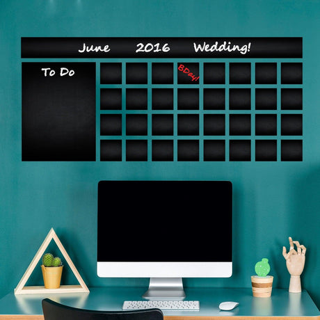 Office Calendar Chalkboard Vinyl Sticker - Editable Organizer Dry Erase Chalk Decal - Decords