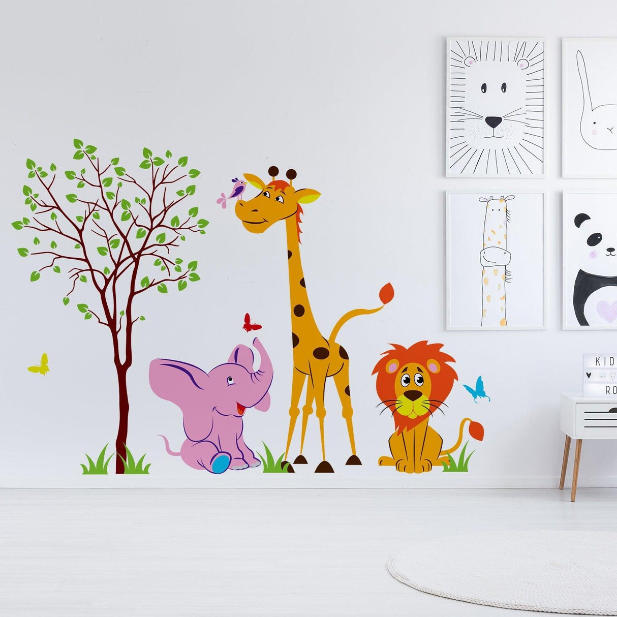 Nursery Animal Wall Decor Vinyl Sticker - Art Jungle Kid Baby Set Cute Decal - Decords