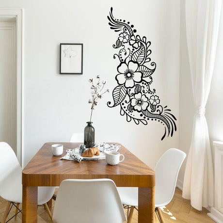 Henna Tattoo Wall Vinyl Sticker - Floral Flower Mandala Art Paisley Mehndi Indian Decal - Decords