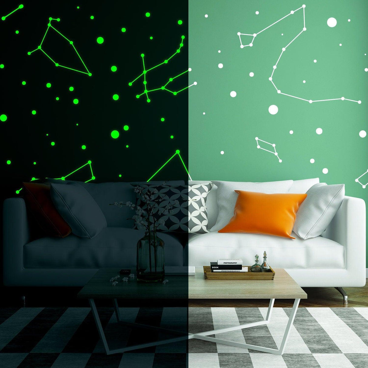 225x Glow In Dark Zodiac Star Wall Sticker - Nursery Ceiling Glowing Vinyl Luminous Decor Decal - Decords