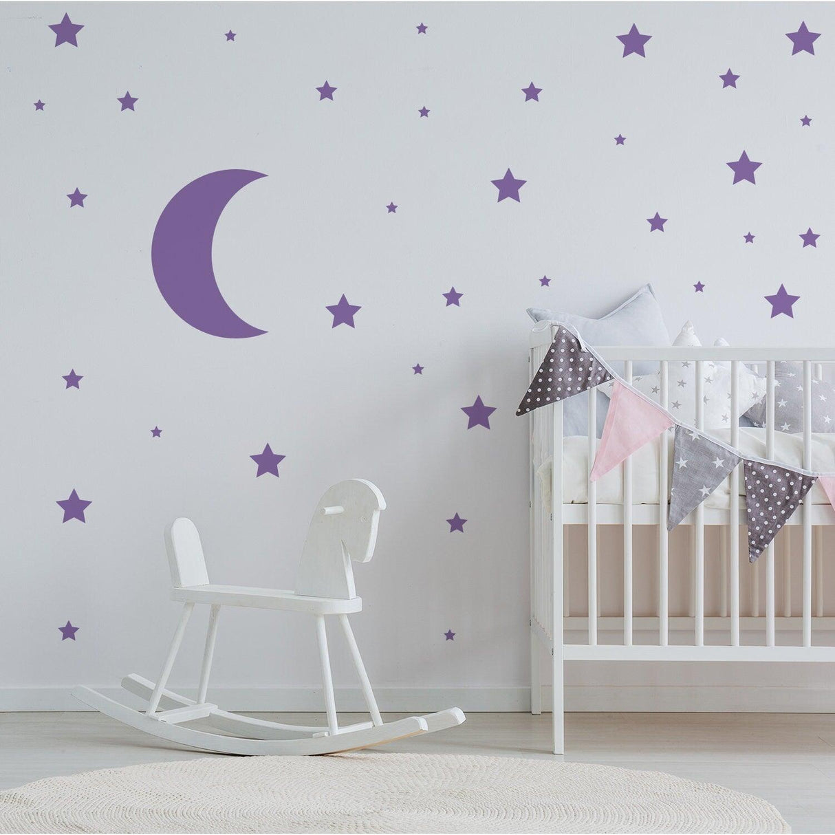 115x Star Wall Stickers - Baby Shower Moon Set Decorative Vinyl Decal - Decords