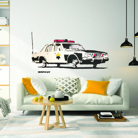 Police Car Wall Vinyl Sticker - Officer Art  Mural Decal Label - Decords