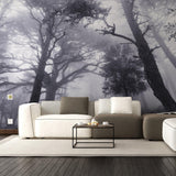 Foggy Forest Decal Wallpaper - Fog Tree Removable Wall Paper Sticker Mural Art - Decords