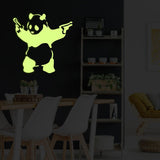 Glow In Dark Banksy Panda With Shooting Guns Wall Sticker - Night Glowing Graffiti Gun Bear Vinyl Decal - Decords