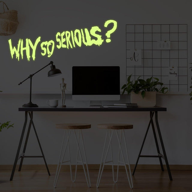 Why So Serious Joker Glow In Dark Wall Vinyl Sticker - Night Glowing Evil Villain Quote Decal - Decords