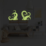 Glow In Dark Octopus Tentacle Vinyl Wall Art Sticker - Night Glowing Bathroom Squid Kraken Decor Decal - Decords