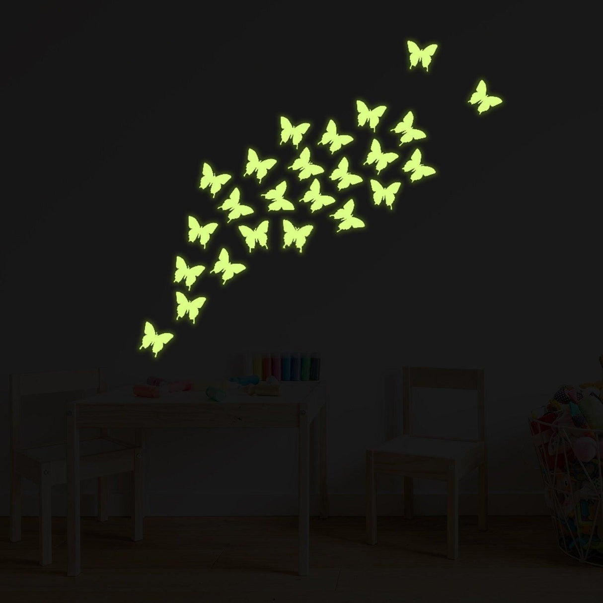 24x The Flying Butterfly Glow At Night Decal - Glowing Vinyl In Dark Sticker Butterflies - Decords