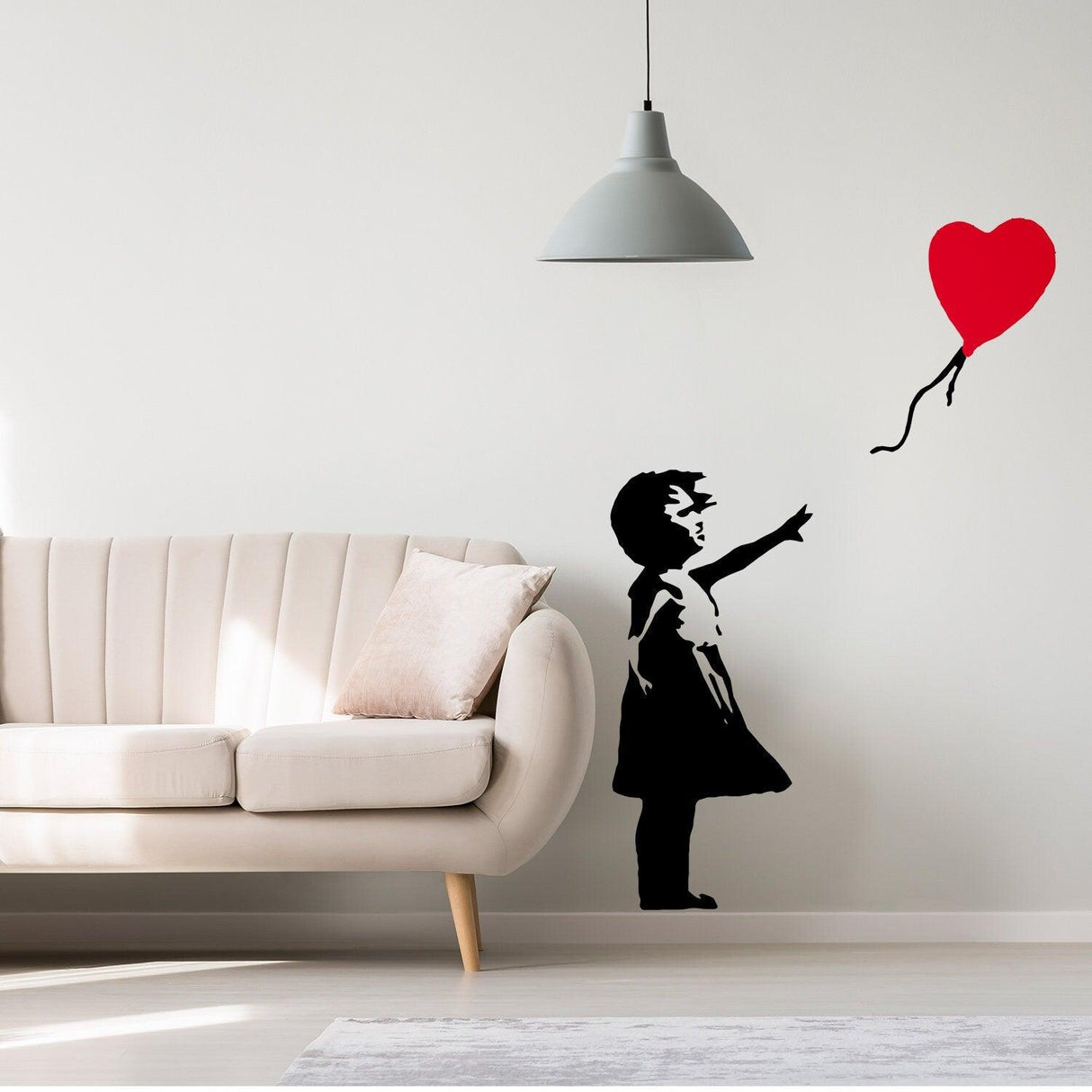 Banksy Girl With Heart Balloon Wall Sticker - Vinyl Baloon Hot Air Decal - Decords