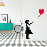 Banksy Girl With Heart Balloon Wall Sticker - Vinyl Baloon Hot Air Decal - Decords