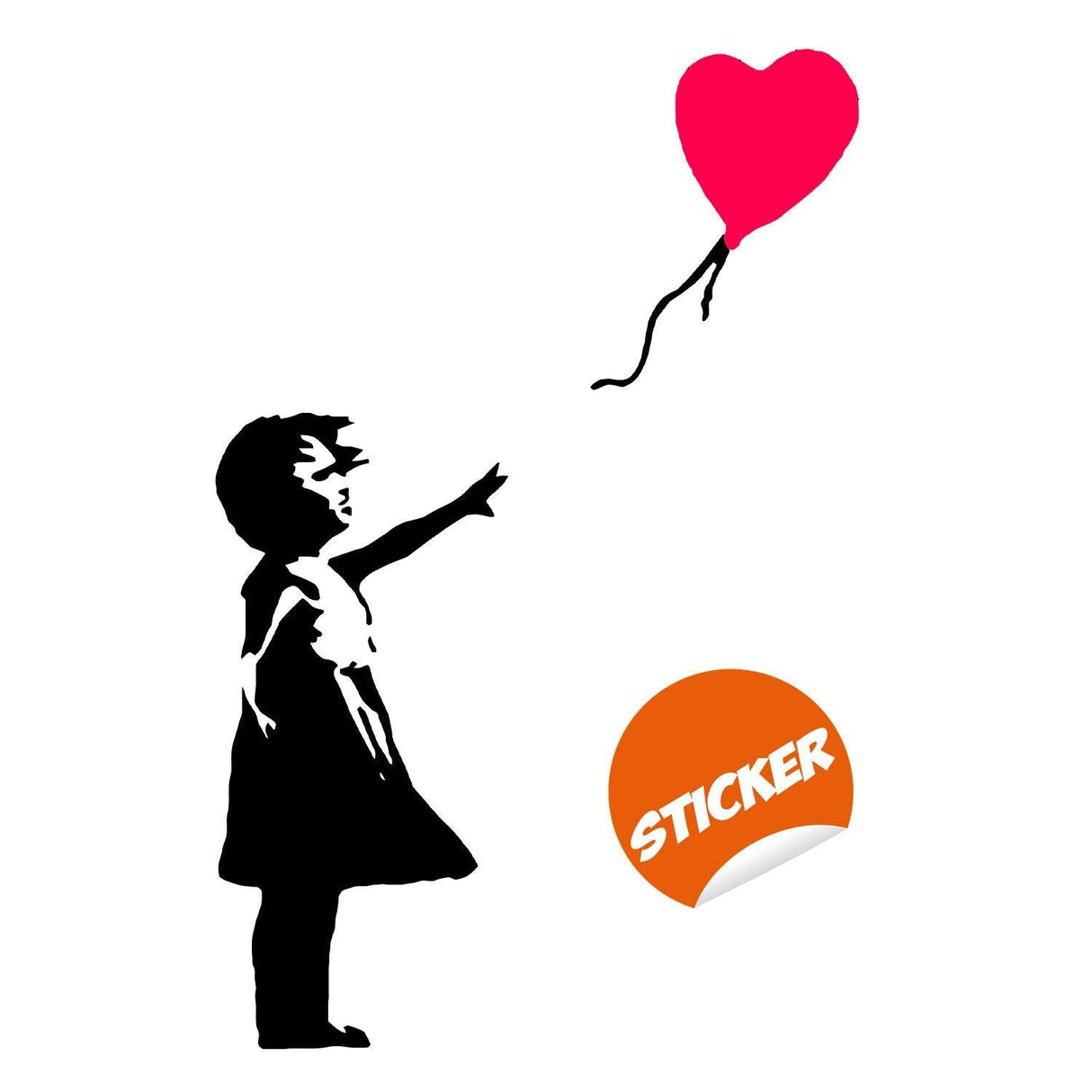 Banksy Girl With Heart Balloon Wall Sticker - Vinyl Baloon Hot Air Decal - Decords