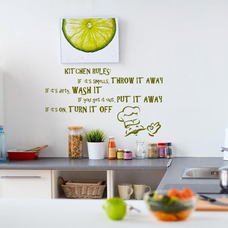 Family Kitchen Rule Quote Wall Sticker - House Art Home Sign Decor Funny Saying Vinyl Decal - Decords