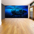 Ocean Shark Wallpaper Art Decal - Underwater 3d Decor Wall Paper Removable Sticker - Decords