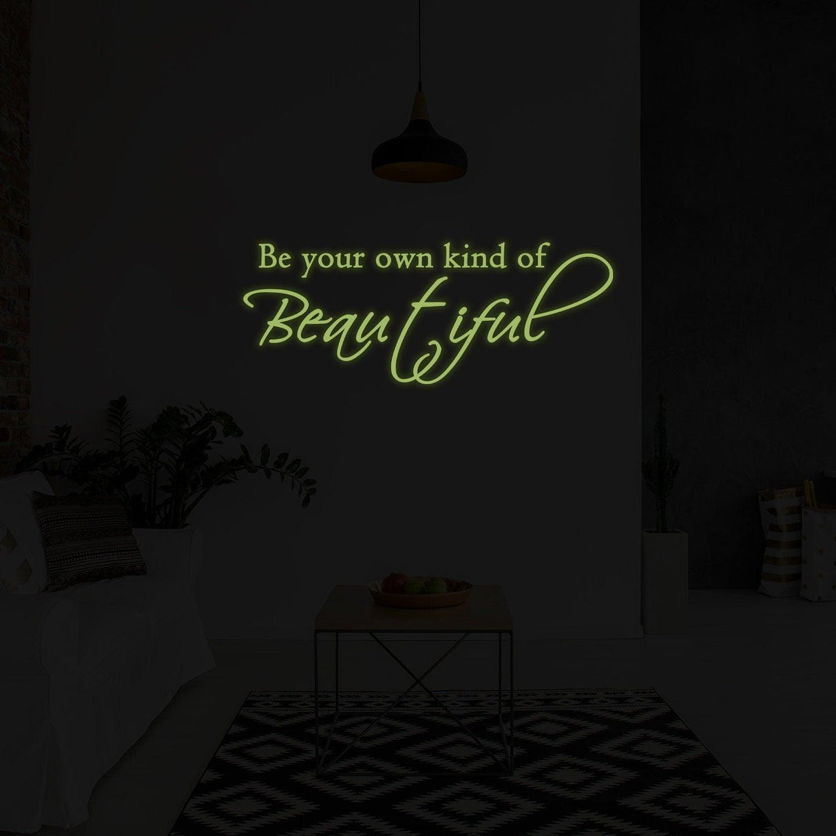 Glow In Dark Beautiful Quote Wall Sticker - Night Glowing Be You Own Kind Of Tiful Beyoutiful Decal - Decords