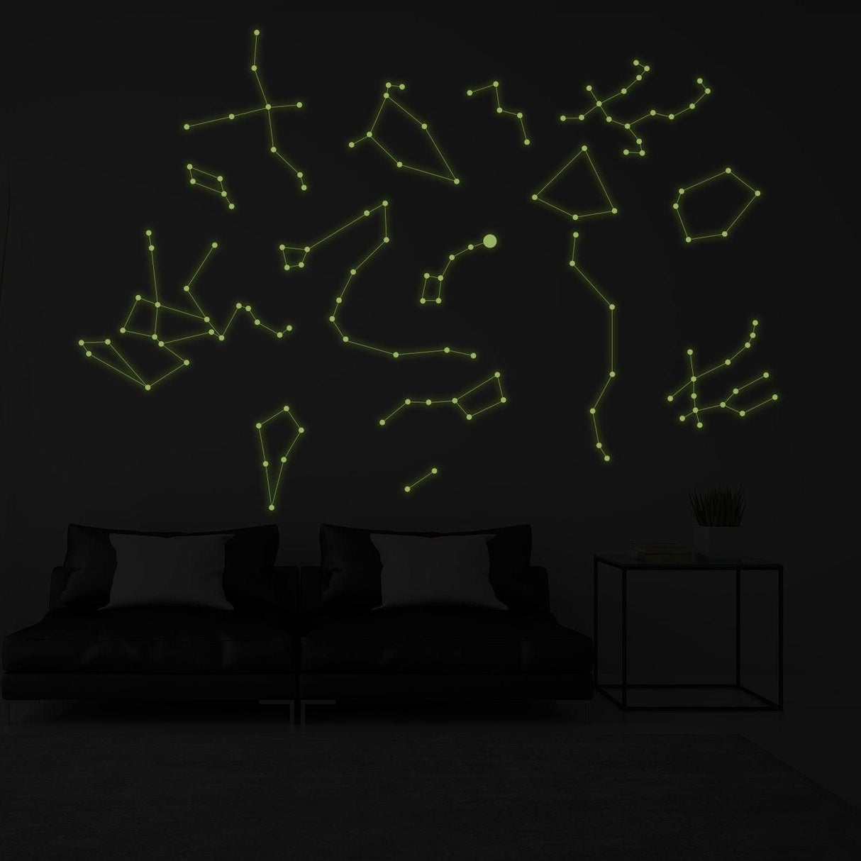 Glowing Vinyl Ceiling Decal Star Map with Lines - Glow in the Dark Constellations Sticker - Decords