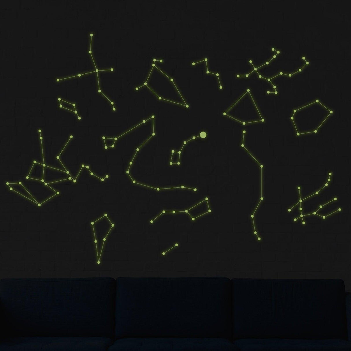 Glowing Vinyl Ceiling Decal Star Map with Lines - Glow in the Dark Constellations Sticker - Decords