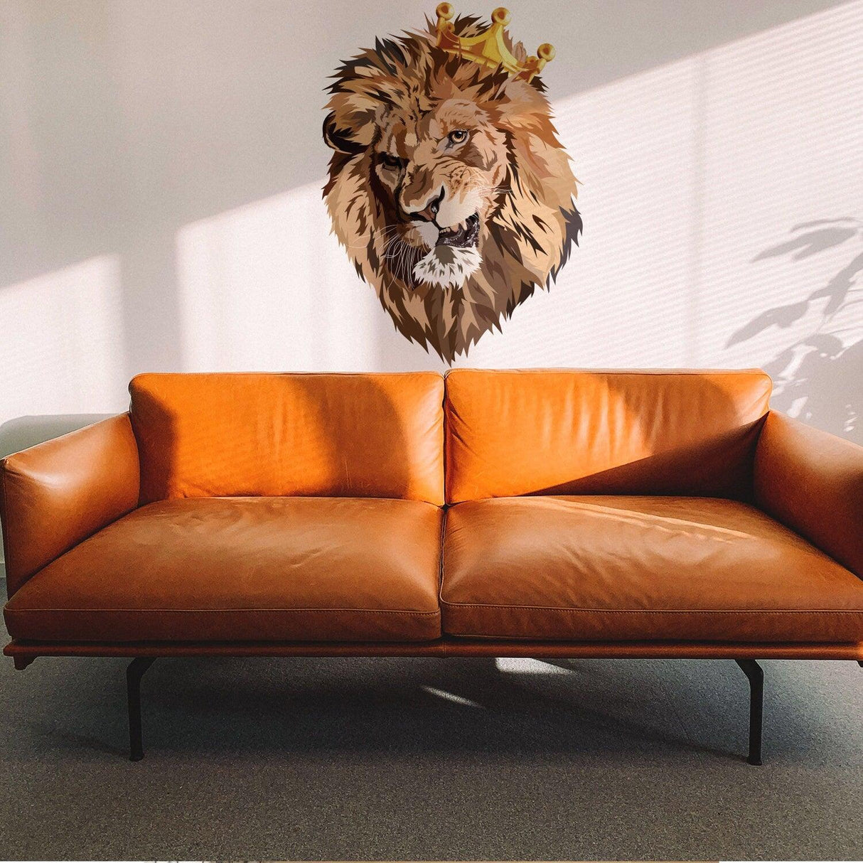 Lion King With Crown Vinyl Wall Sticker - Funny Lions Head Cut Seal Art Decal - Decords