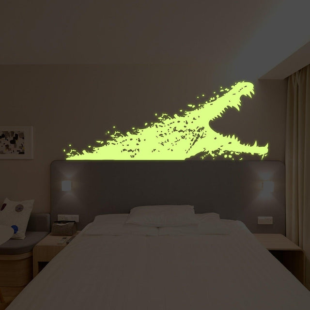 Glow In Dark Aligator Wall Sticker - Night Glowing Gator Vinyl Decal - Decords