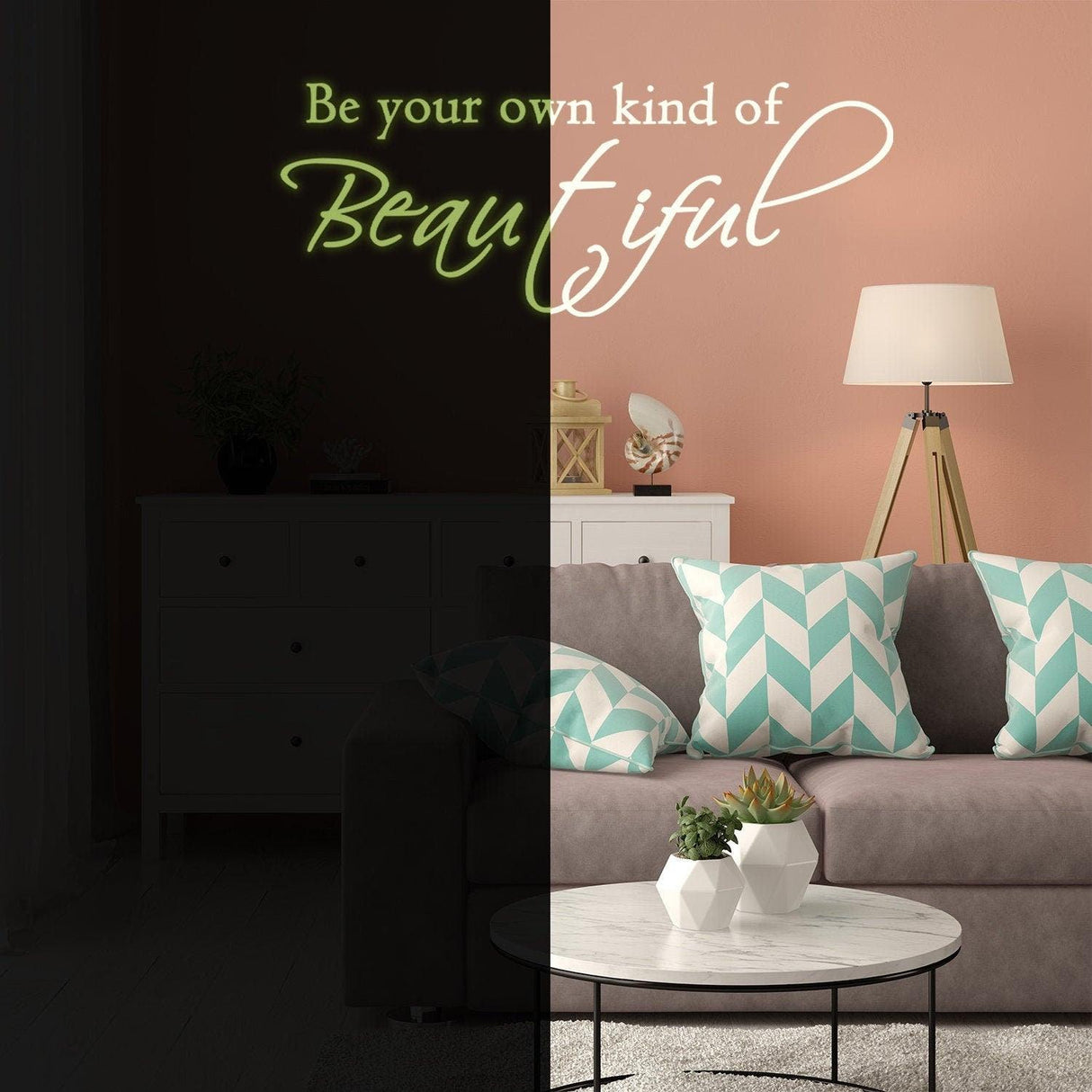 Glow In Dark Beautiful Quote Wall Sticker - Night Glowing Be You Own Kind Of Tiful Beyoutiful Decal - Decords