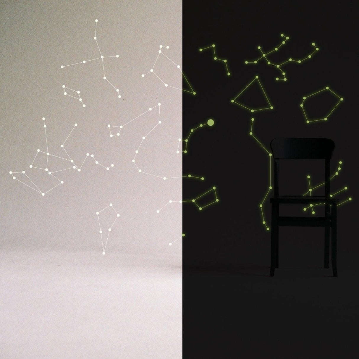 Glowing Vinyl Ceiling Decal Star Map with Lines - Glow in the Dark Constellations Sticker - Decords