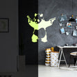 Glow In Dark Banksy Panda With Shooting Guns Wall Sticker - Night Glowing Graffiti Gun Bear Vinyl Decal - Decords