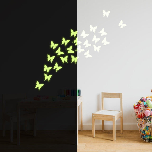 24x The Flying Butterfly Glow At Night Decal - Glowing Vinyl In Dark Sticker Butterflies - Decords