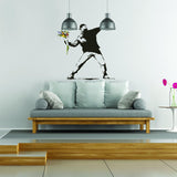 Banksy Flower Throw Wall Vinyl Sticker - Thrower Art Gift Decal - Decords