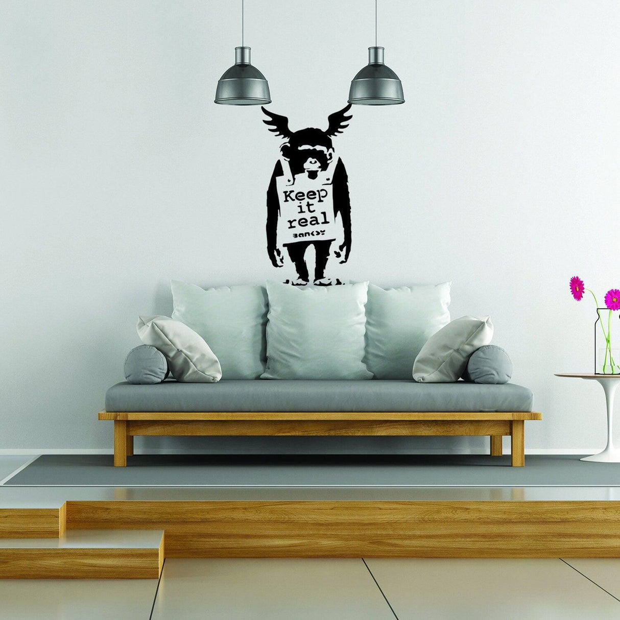 Banksy Laugh Now Monkey Wall Sticker - Art Vinyl Street Baksy Graffiti Decal - Decords