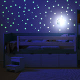 257x Glow In The Dark Circle Stars Wall Stickers - The Ceiling Round Ring And Moon Glowing Decal - Decords