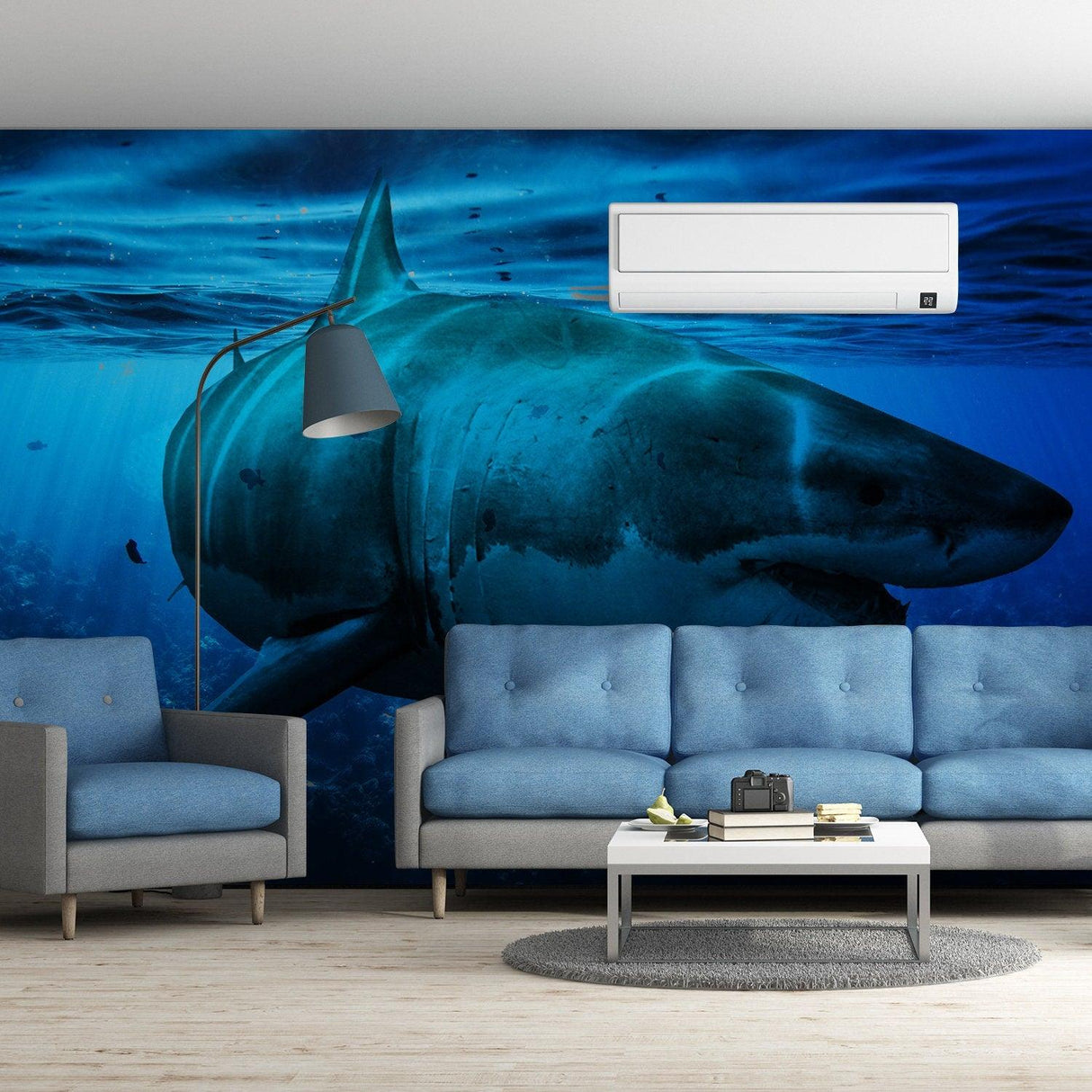 Ocean Shark Wallpaper Art Decal - Underwater 3d Decor Wall Paper Removable Sticker - Decords