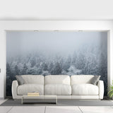 Foggy Forest Wallpaper Sticker Mural - Mountain Tree Fog Removable Wall Paper Art Decal - Decords