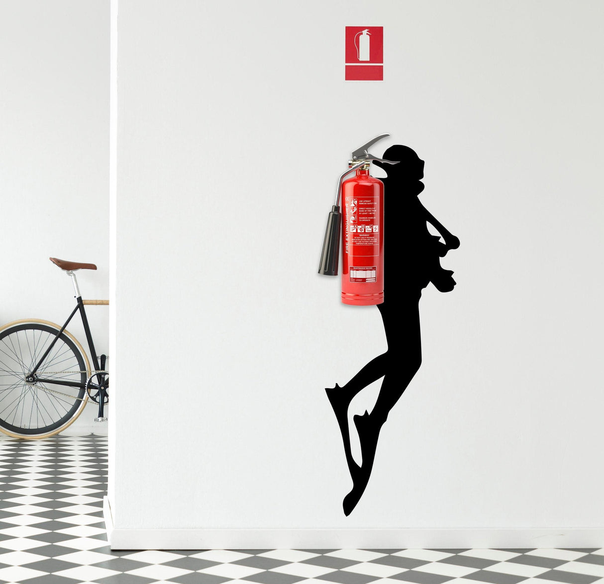 Scuba Diver Wall Sticker - Fire Extinguisher Deep Dive Silhouette Vinyl Gift Decal - Decords