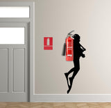 Scuba Diver Wall Sticker - Fire Extinguisher Deep Dive Silhouette Vinyl Gift Decal - Decords