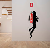 Scuba Diver Wall Sticker - Fire Extinguisher Deep Dive Silhouette Vinyl Gift Decal - Decords