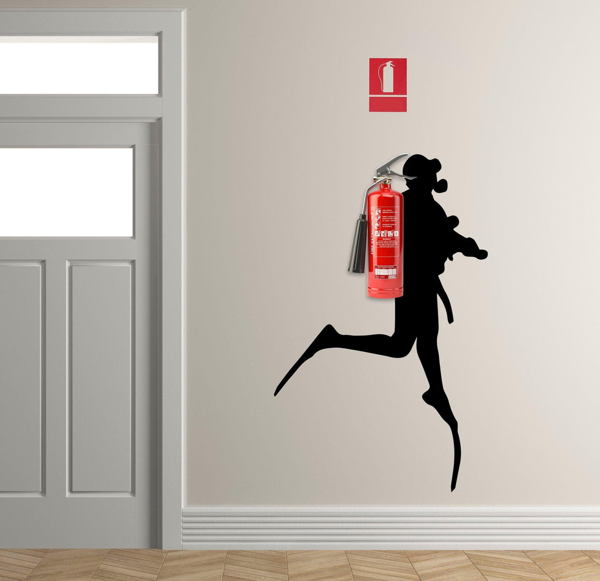 Scuba Diver Wall Sticker - Fire Extinguisher Deep Dive Silhouette Vinyl Gift Decal - Decords