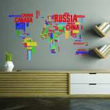 World Map Vinyl Wall Sticker - Country Name Word Kid Large Art Decor Decal - Decords