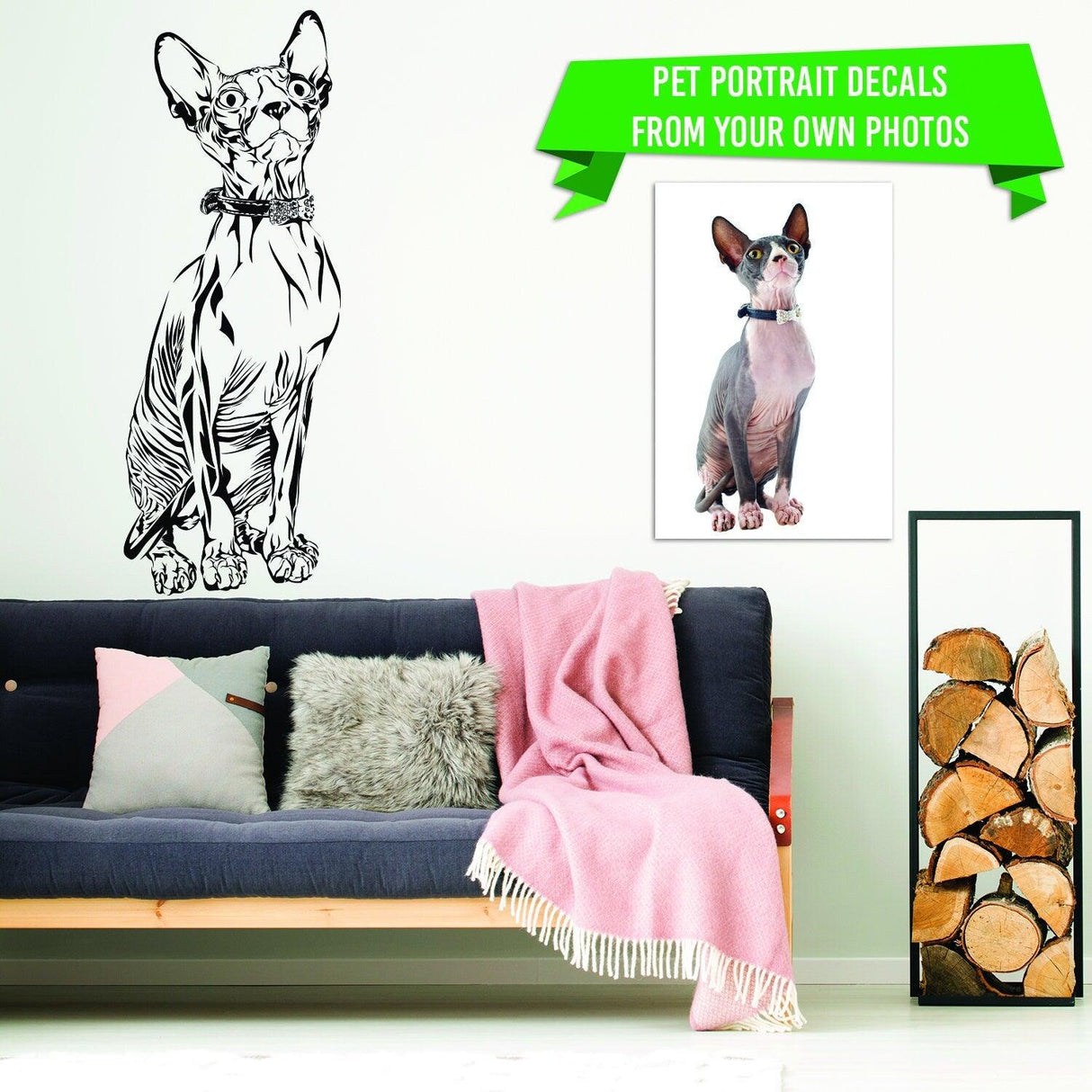 Custom Wall Decal Of Your Pet - Personalized Cat Lover Portrait Vinyl Sticker Gift Idea - Decords