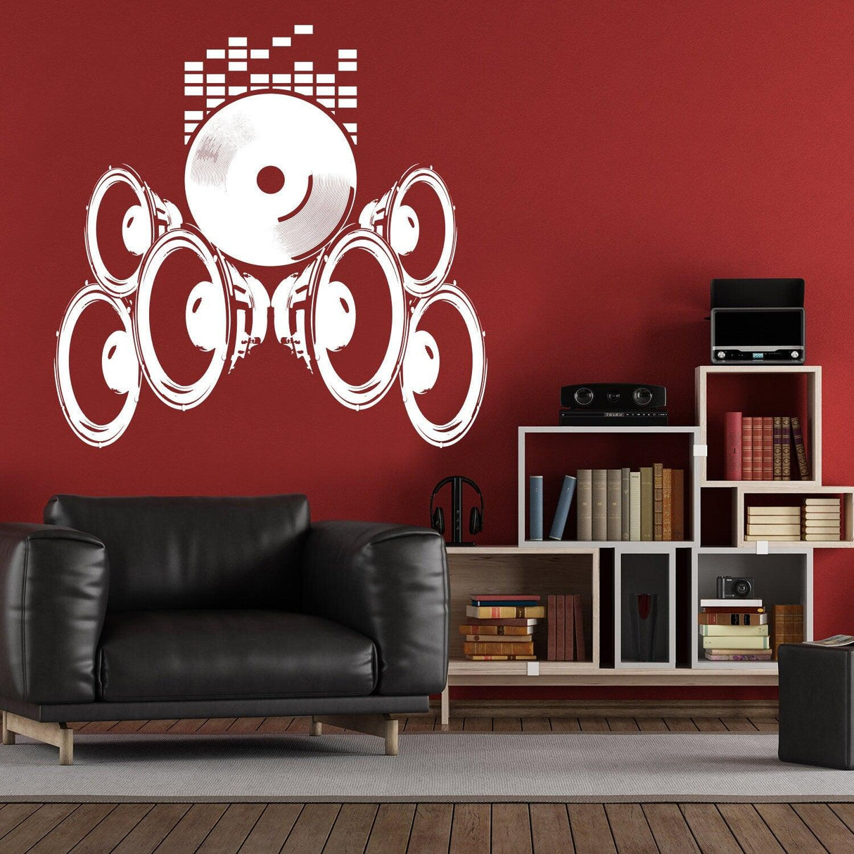 Music Speakers Wall Vinyl Sticker - Radio Art Waterproof Removable Loudspeaker Decal - Decords