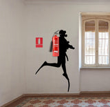 Scuba Diver Wall Sticker - Fire Extinguisher Deep Dive Silhouette Vinyl Gift Decal - Decords