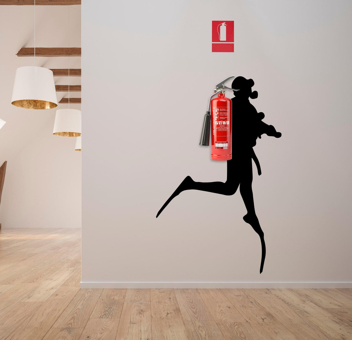 Scuba Diver Wall Sticker - Fire Extinguisher Deep Dive Silhouette Vinyl Gift Decal - Decords