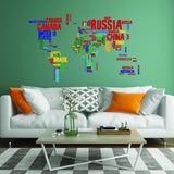 World Map Vinyl Wall Sticker - Country Name Word Kid Large Art Decor Decal - Decords