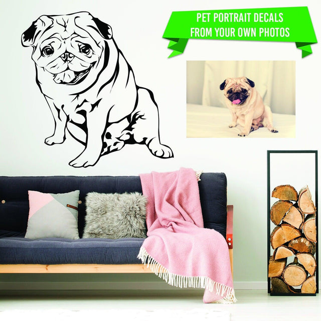 Custom Wall Decal Of Your Pet - Personalized Dog Lover Portrait Vinyl Sticker Gift Idea - Decords