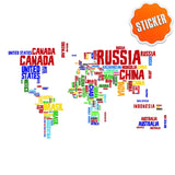 World Map Vinyl Wall Sticker - Country Name Word Kid Large Art Decor Decal - Decords