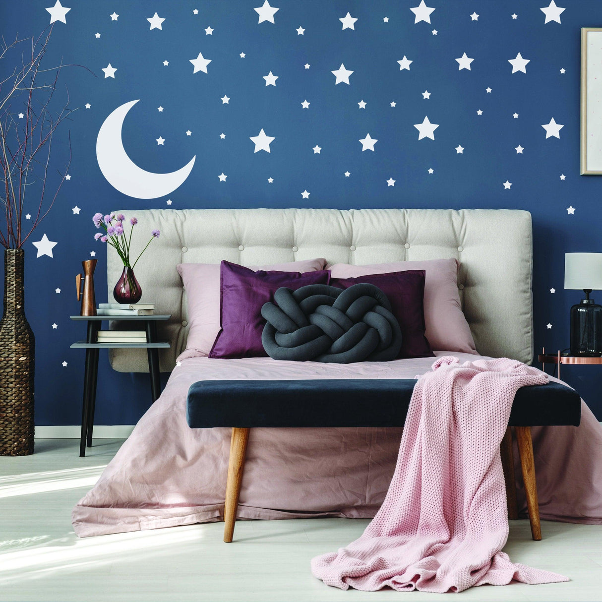 220x White Stars Wall Stickers - Moon Decor Vinyl Decals For Boy Girl Baby Nursery Kid Room - Decords