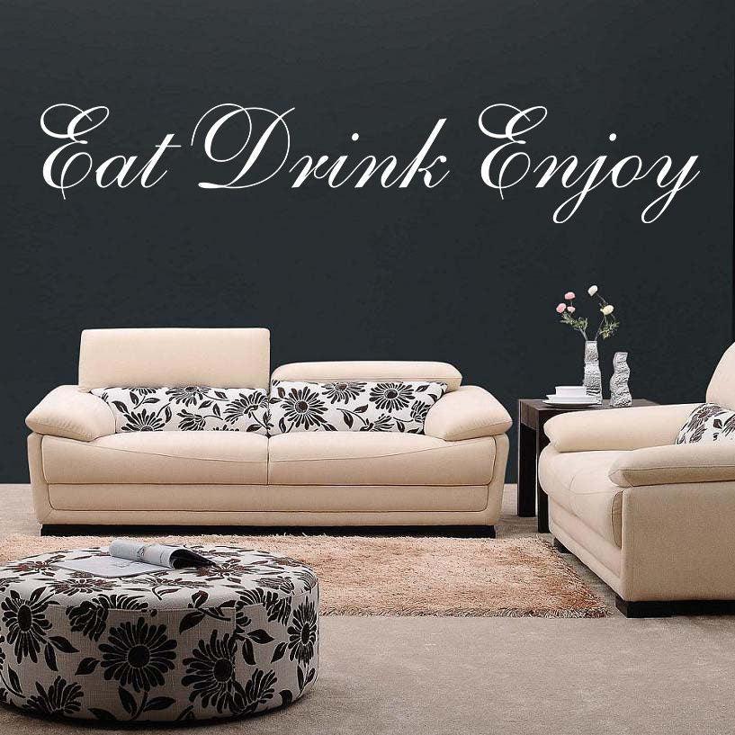 Eat Drink Enjoy Quote Wall Vinyl Sticker - Kitchen Love Tag And Text Decal Sign - Decords