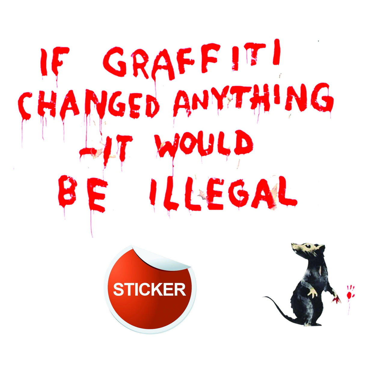 Banksy Illegal Rat Vinyl Wall Sticker - Art Home Decor Cool And Premium Waterproof Decal - Decords